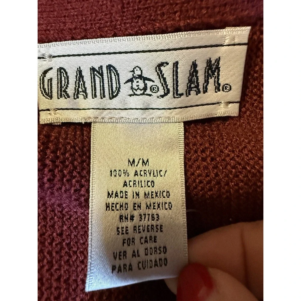 NWT VTG Penguin Grand Slam Golf Cardigan Men's Medium Burgundy Grandpa Deadstock